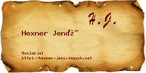 Hexner Jenő névjegykártya